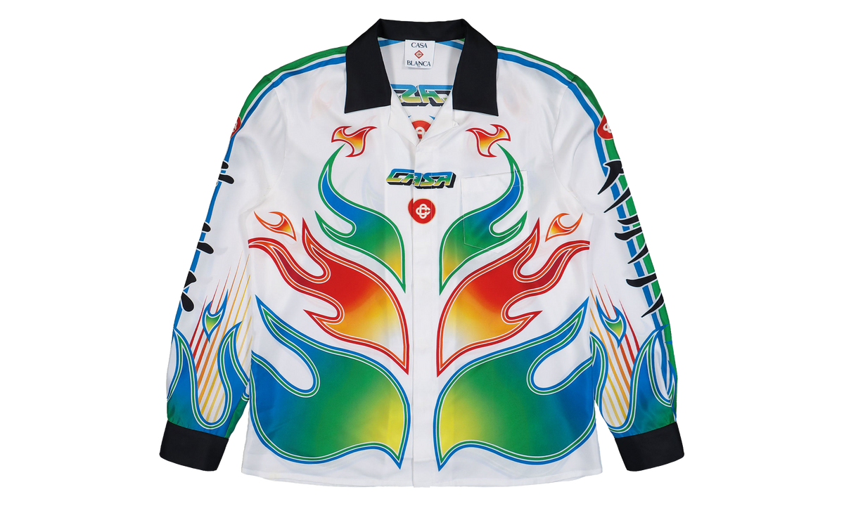 Flame Laurel Long-Sleeved Silk Shirt "White" U AW25 SH 006 01 M