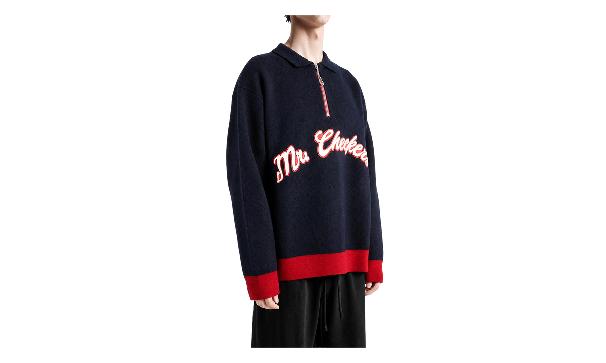 Mr. Checkers Felted Pullover Sweatshirt "Blue / Red" MRF26KT018 BLUE RED