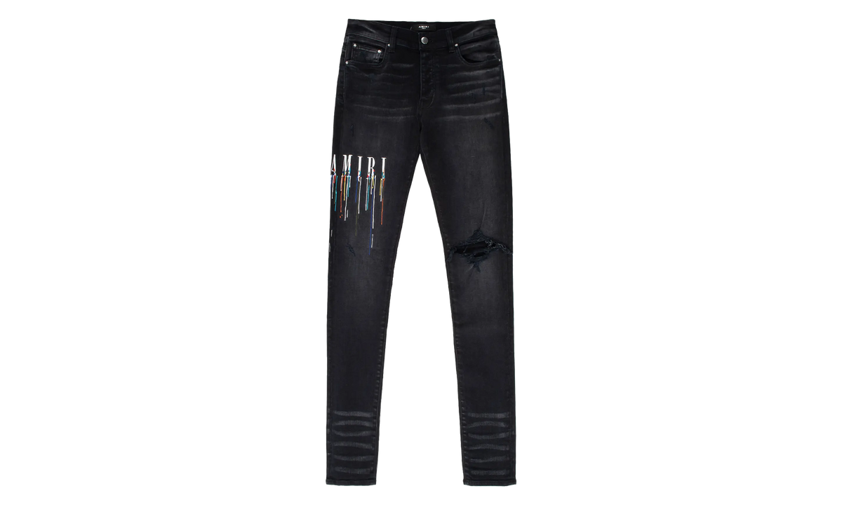 Embroidered Paint Drip Core Logo Jeans "Aged Black Multi" PS22MDS142 023