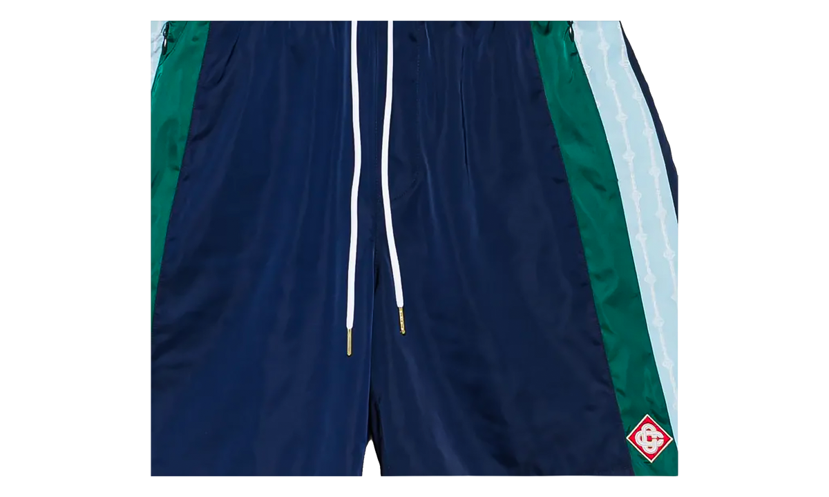 Pleated Track Shorts "Navy / Laurel Stripe" MS25 TR 273 01