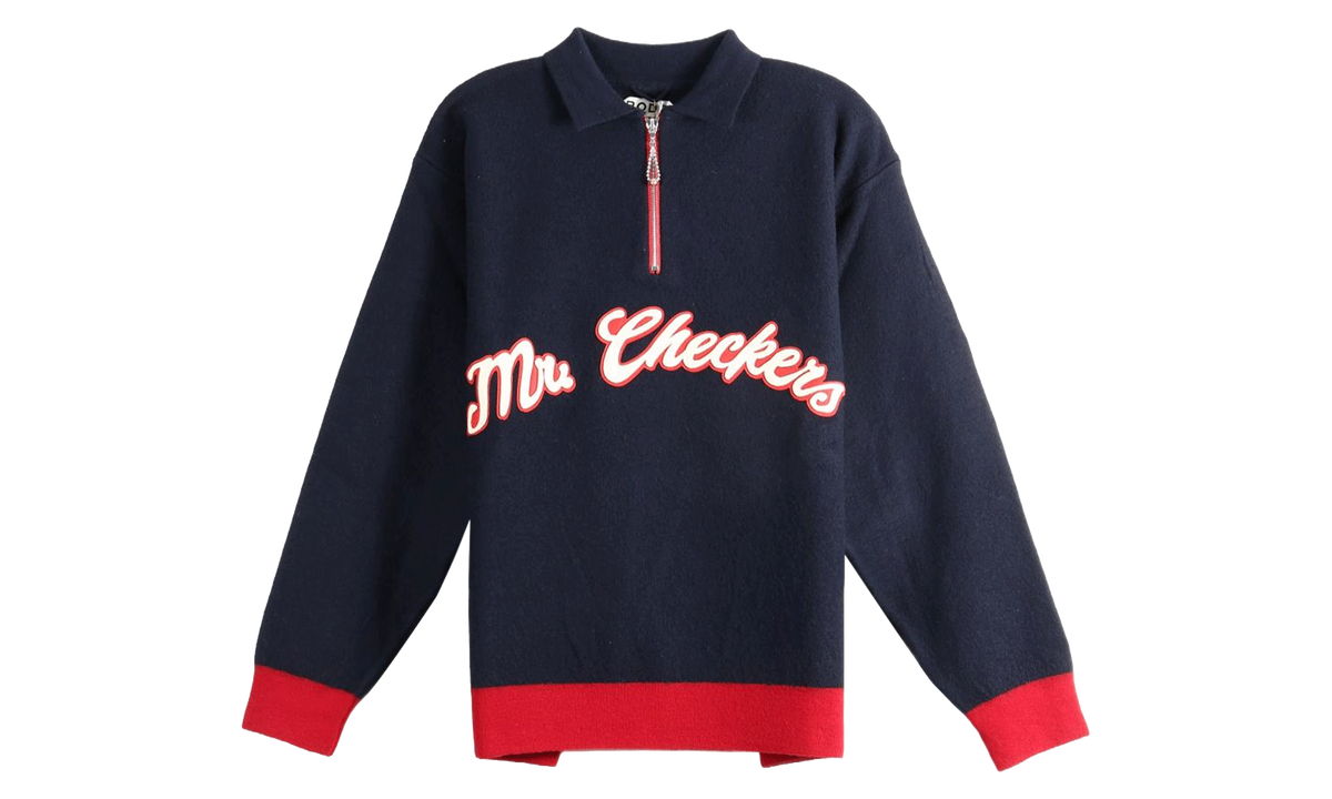 Mr. Checkers Felted Pullover Sweatshirt "Blue / Red" MRF26KT018 BLUE RED