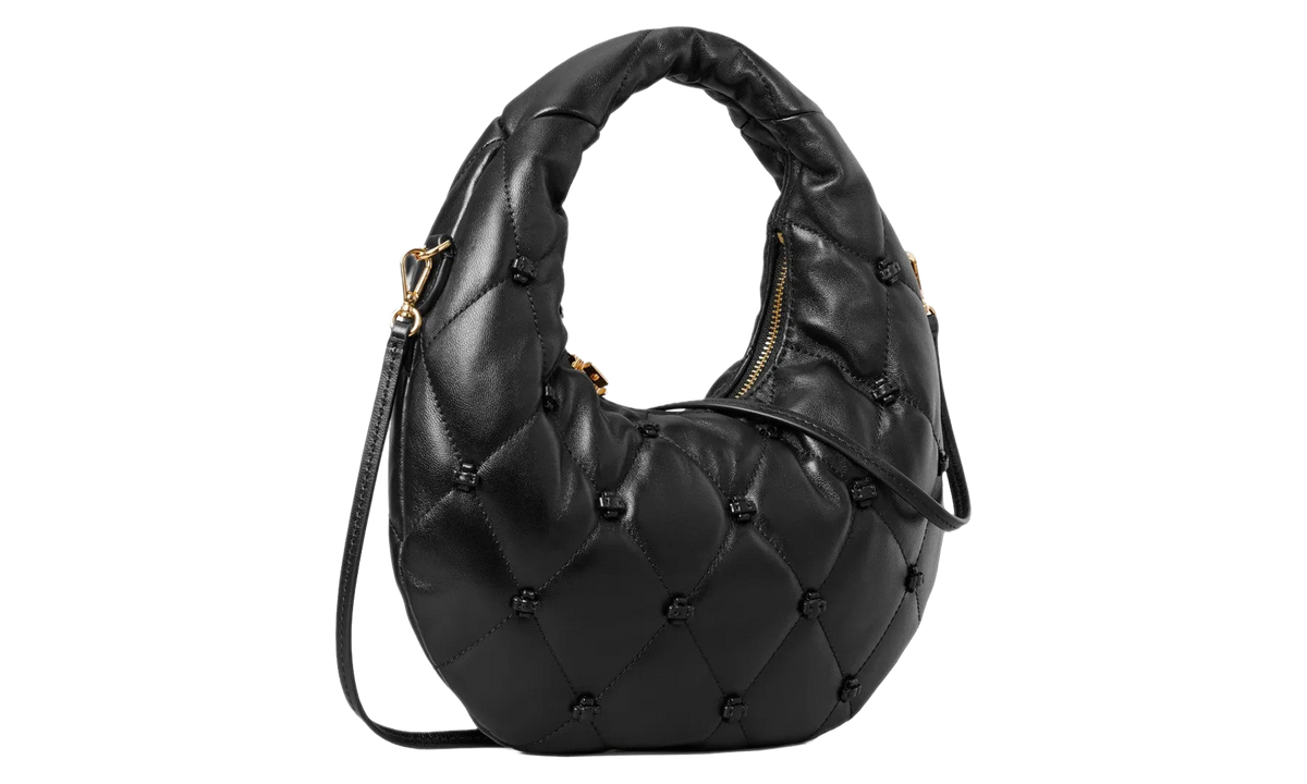 Bunny Knot Top Zip Crescent Bag "Black" 186022 001