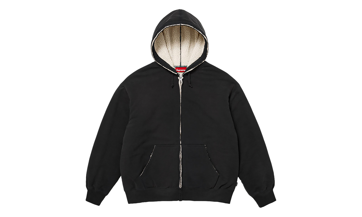 Shearling Lined Zip Up Hooded Sweatshirt "FW26 - Black" SU29069