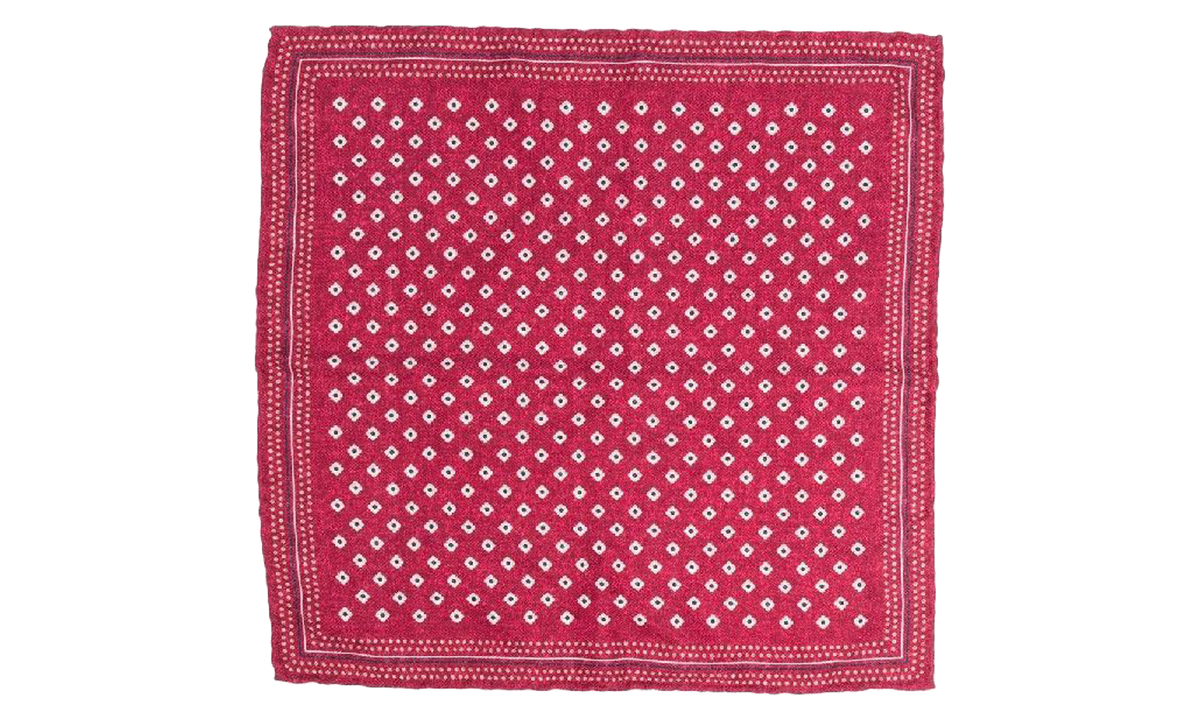Patterned Silk Pocket Square "Red" BRUN2813