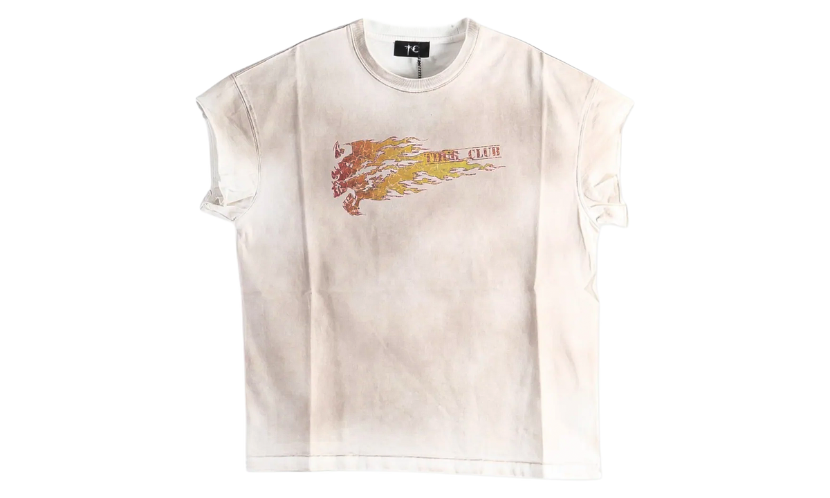 Burnshot Slit Sleeve Graphic-Print T-Shirt "Ivory" TC26TS3101