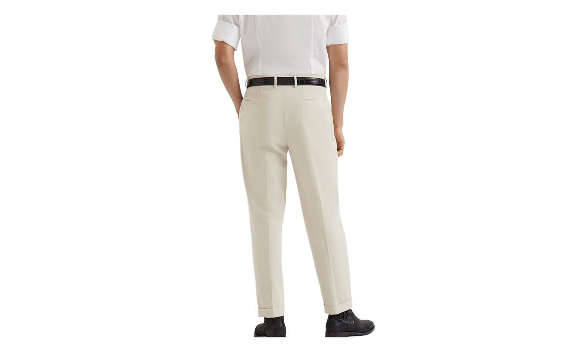 Cotton Pleated Trousers "Off White" BRUN2863