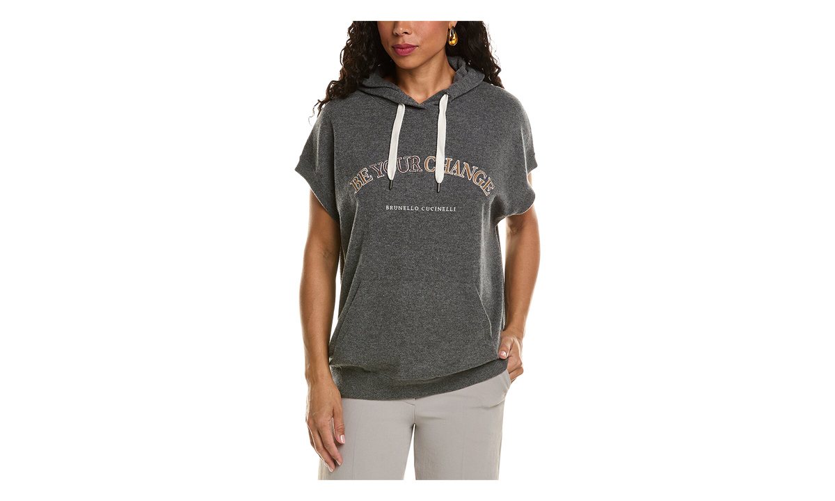 Wool Silk Hooded Sleeveless Sweater WMNS "Lead" BRUN2815