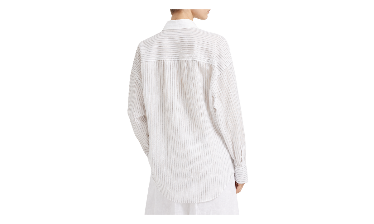 Striped Oversized Shirt WMNS "White" BRUN2779