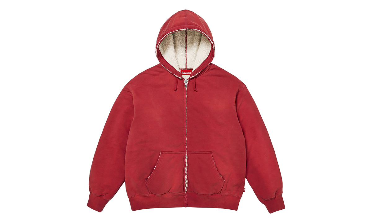 Shearling Lined Zip Up Hooded Sweatshirt "FW26 - Dark Red" SU29066