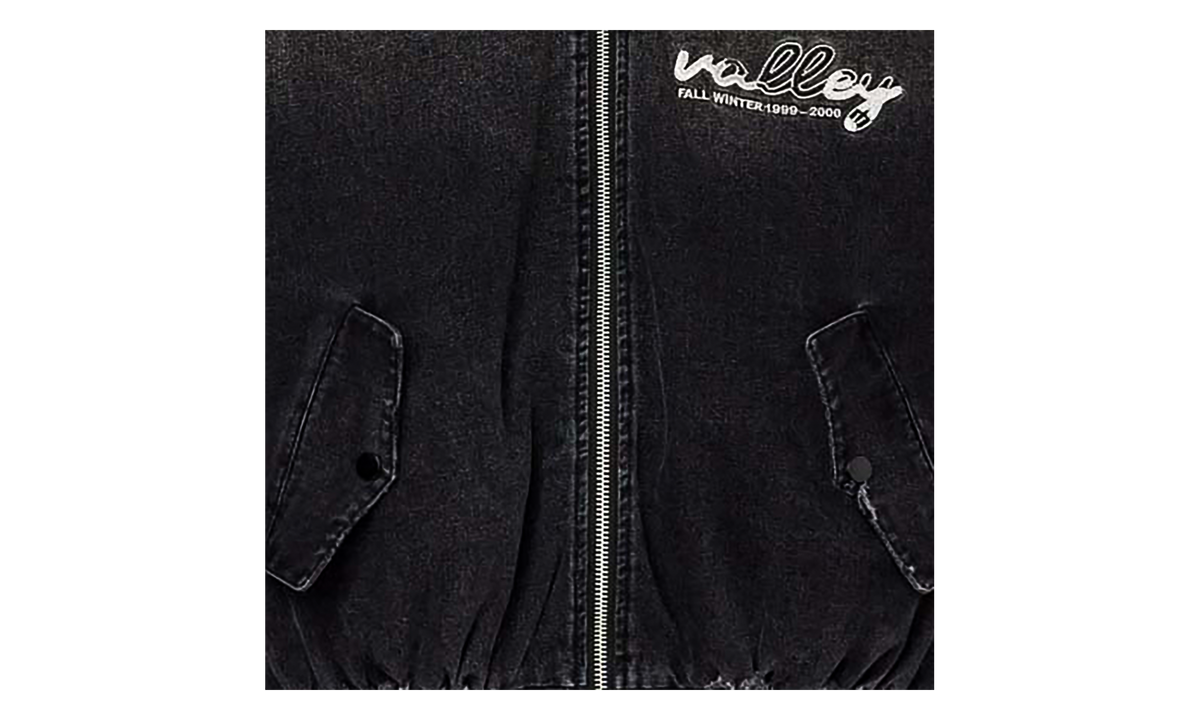 Noir Zip Up Bomber Jacket "Faded Black" VAL487