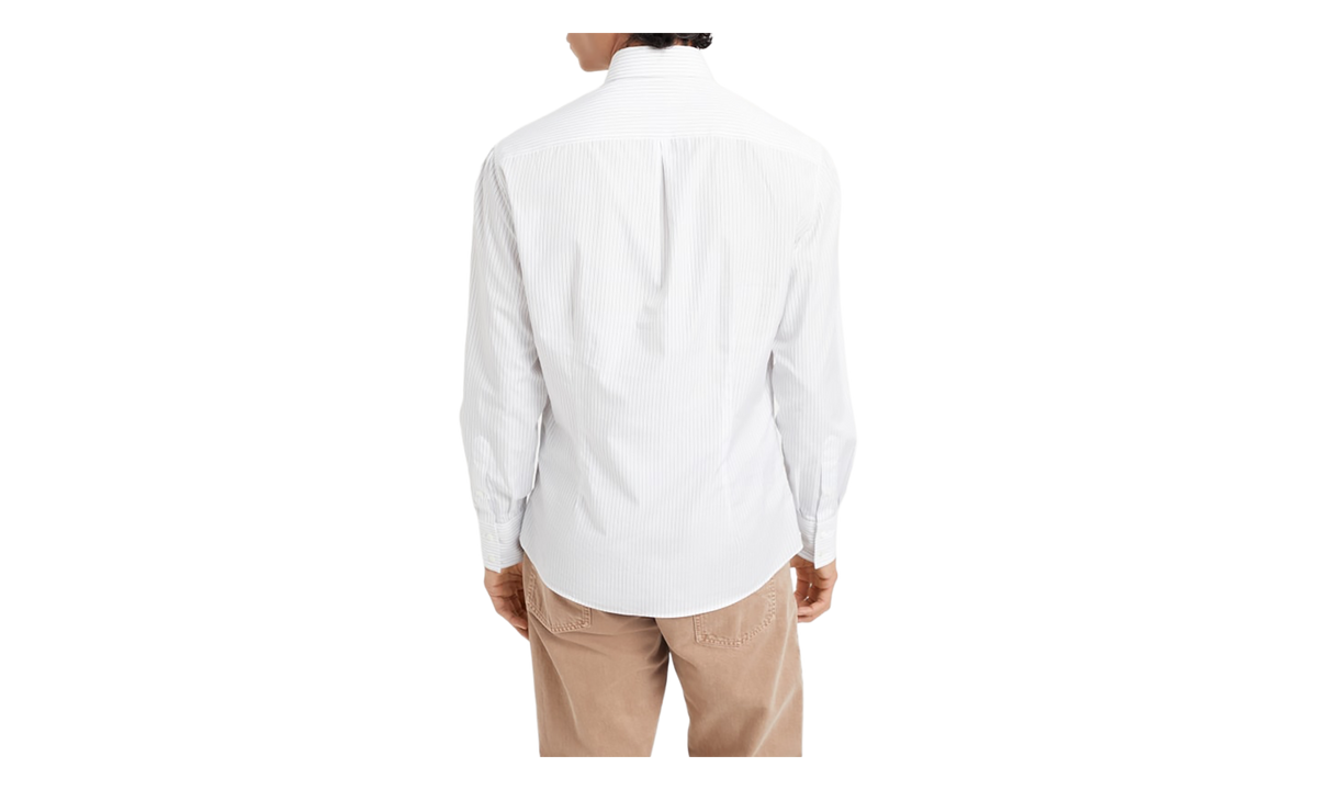 Striped Cotton Button-Down Shirt "White" BRUN2905