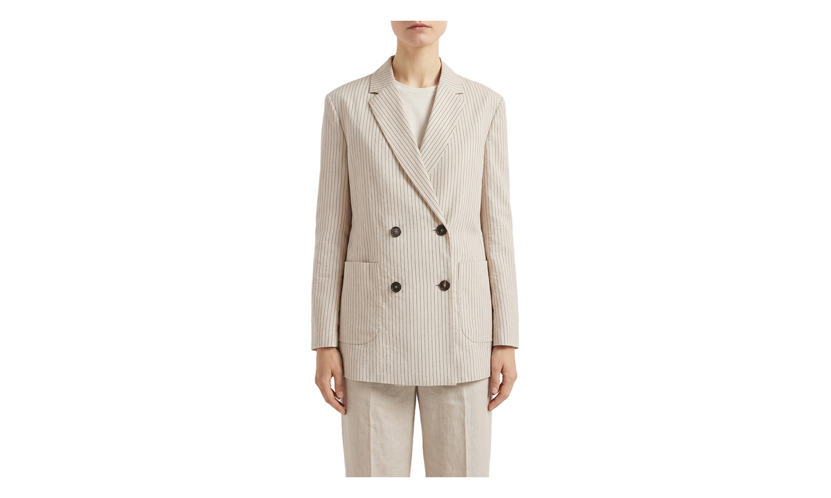 Pinstripe Double Breasted Blazer WMNS "Beige" BRUN2775