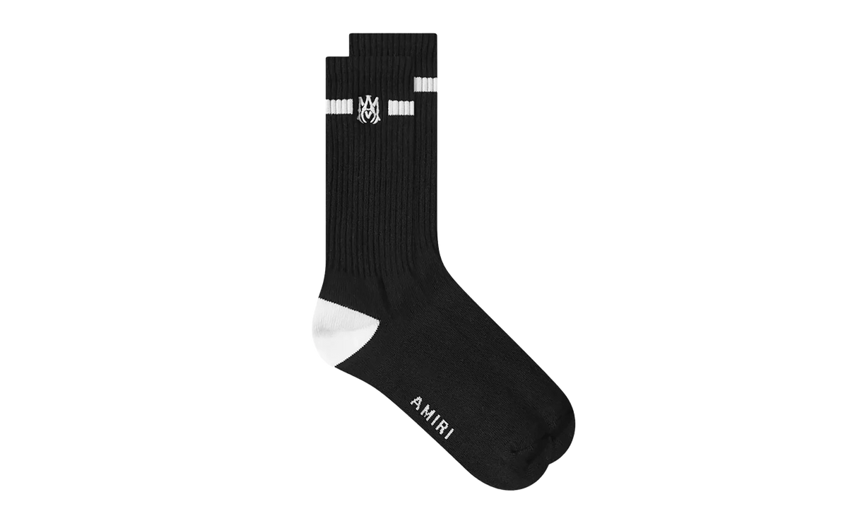 Solid MA Embroidery Socks "Black White" PS23MHR005 001