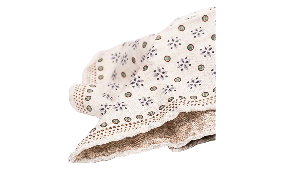 Patterned Silk Pocketsquare "Cream" BRUN2741