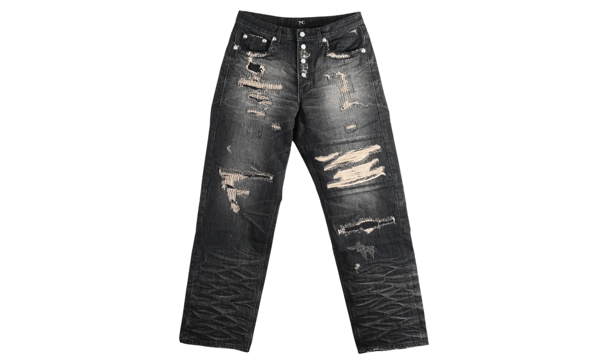 Skull Stitch Ripped Denim Pants "Black" TC26PT3102