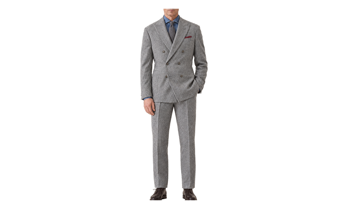 Wool Double-Breasted Suit "Medium Grey" BRUN2987