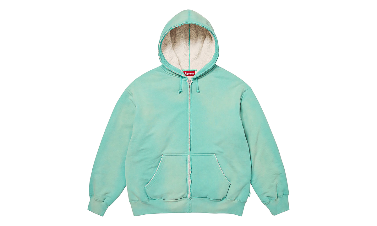 Shearling Lined Zip Up Hooded Sweatshirt "FW26 - Dusty Aqua" SU29067