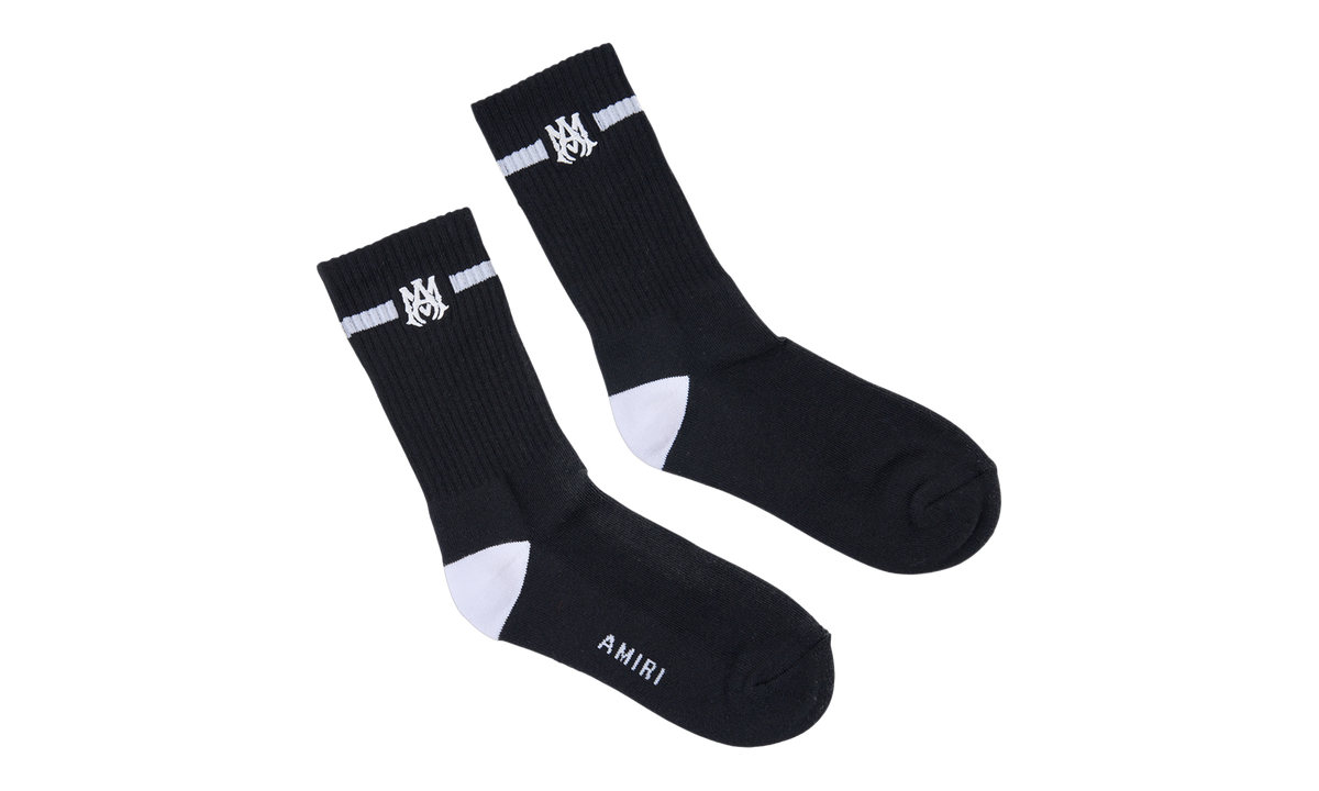 Solid MA Embroidery Socks "Black White" PS23MHR005 001