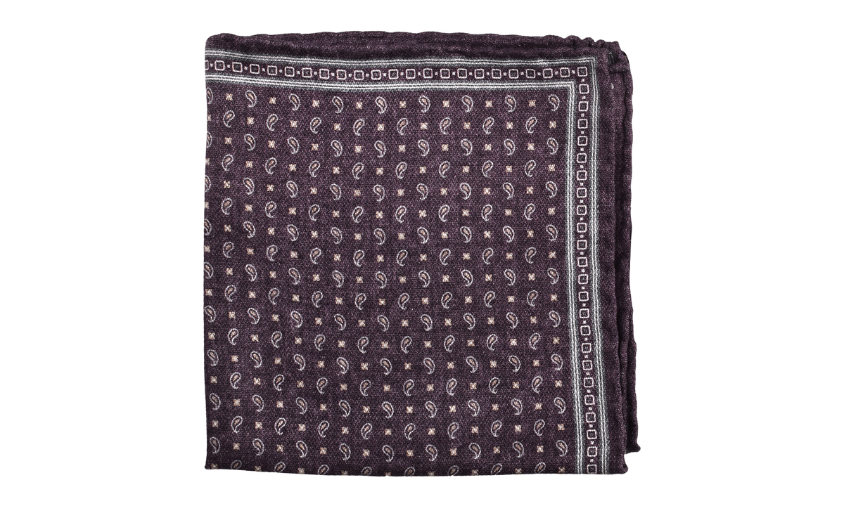 Silk Geometric Pocket Square "Plum" BRUN2820