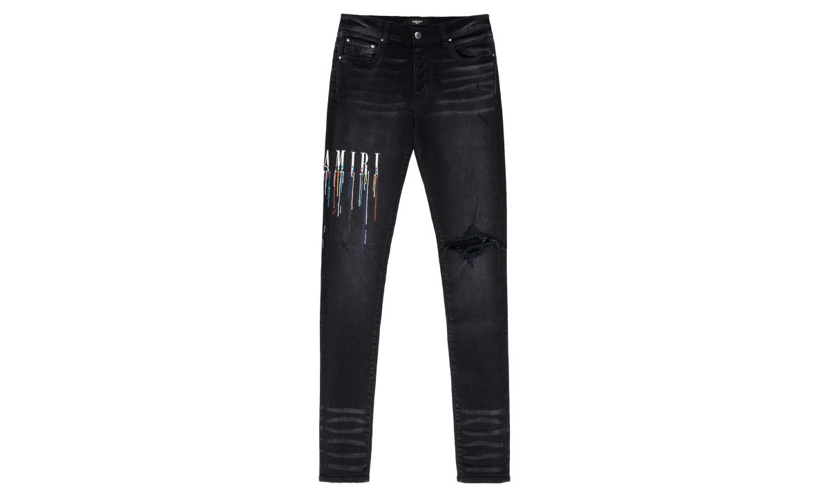 Embroidered Paint Drip Core Logo Jeans "Aged Black Multi" PS22MDS142 023