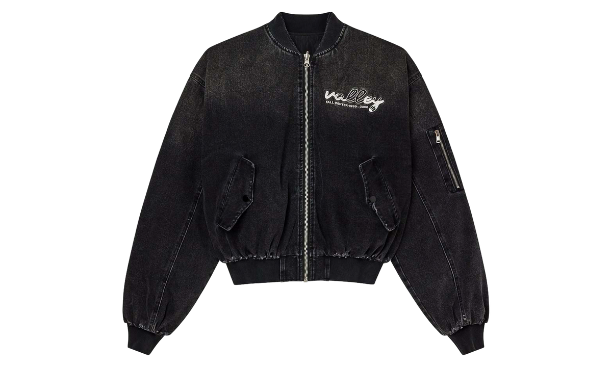 Noir Zip Up Bomber Jacket "Faded Black" VAL487