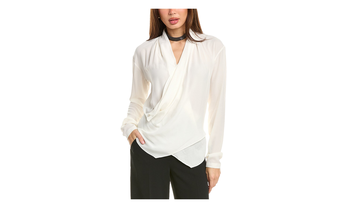 Draped Long Sleeve Blouse WMNS "Cream" BRUN2769