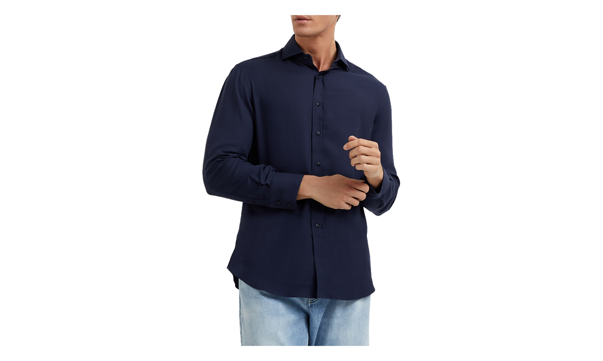 Cotton Wool Blend Shirt "Blue" BRUN3018