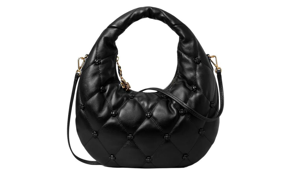 Bunny Knot Top Zip Crescent Bag "Black" 186022 001