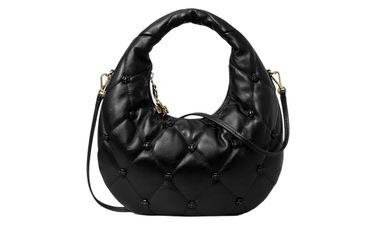 Bunny Knot Top Zip Crescent Bag "Black" 186022 001