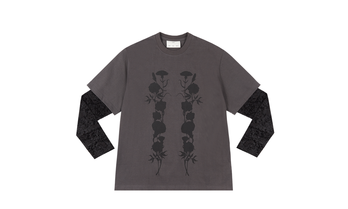 "Foliage" Double Layered Tee T-Shirt "Black" 241 WTS024P8 SOFTBLK