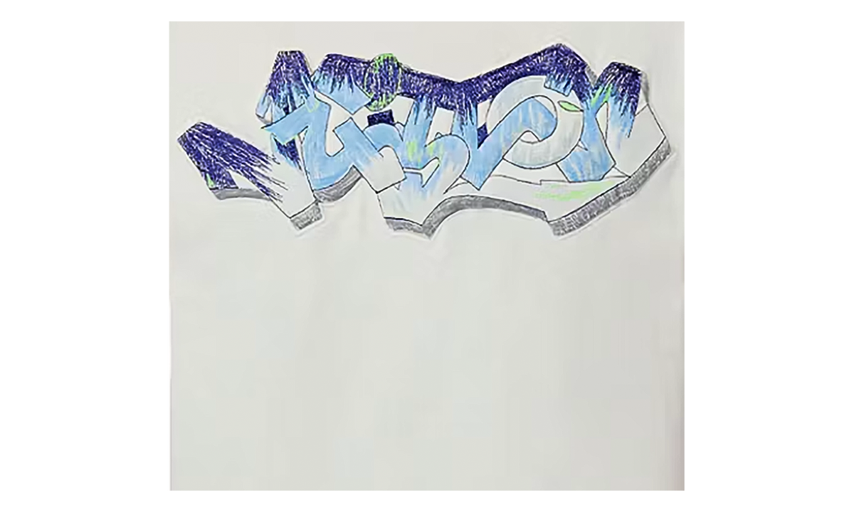 3D LV Graffiti Embroidered T-Shirt "White & Blue" 1AA54O