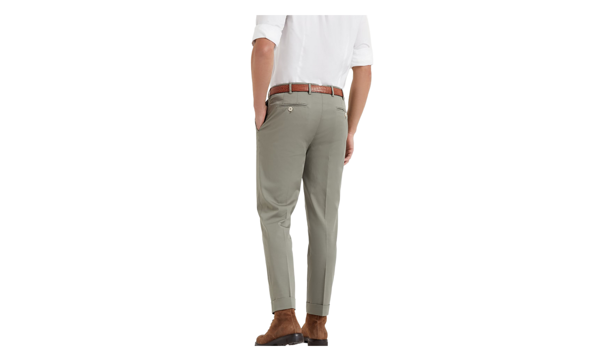 Cotton Tapered Trousers "Military" BRUN2873