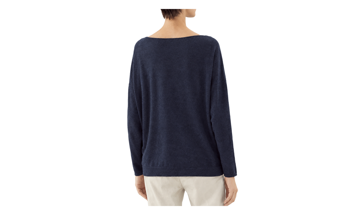 Wool Silk Boat Neck Shirt WMNS "Cold Blue" BRUN2698