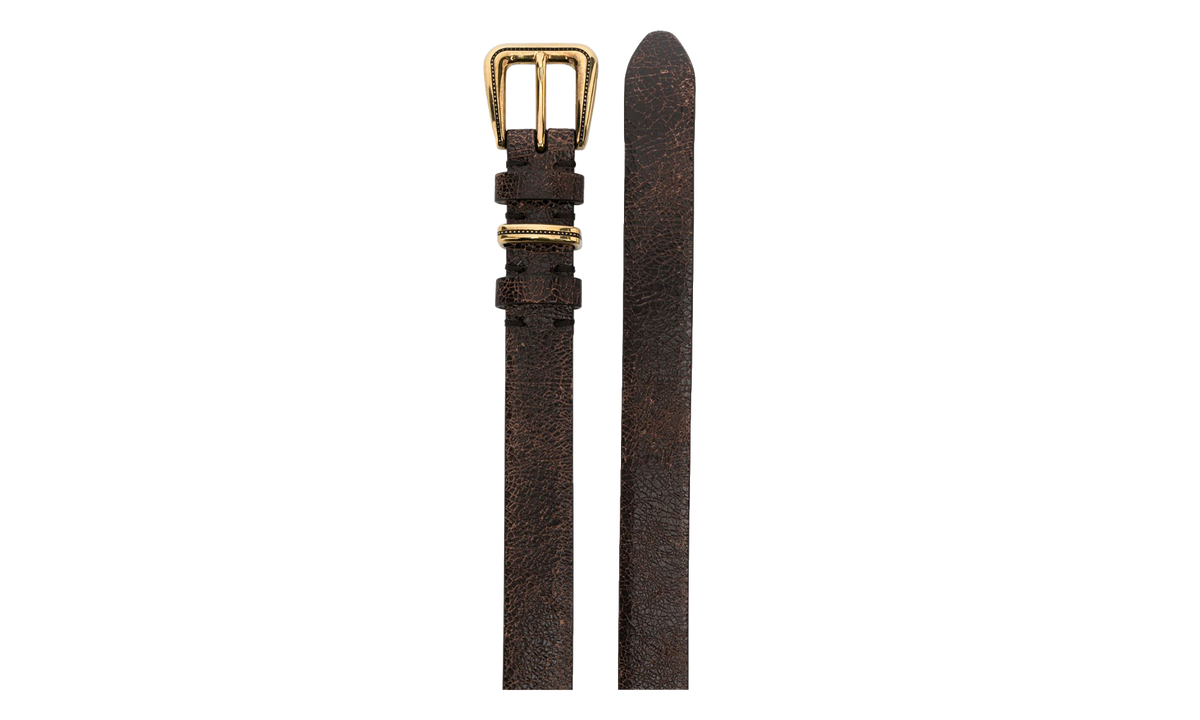 Leather Belt With Gold Buckle WMNS "Brown" BRUN2834