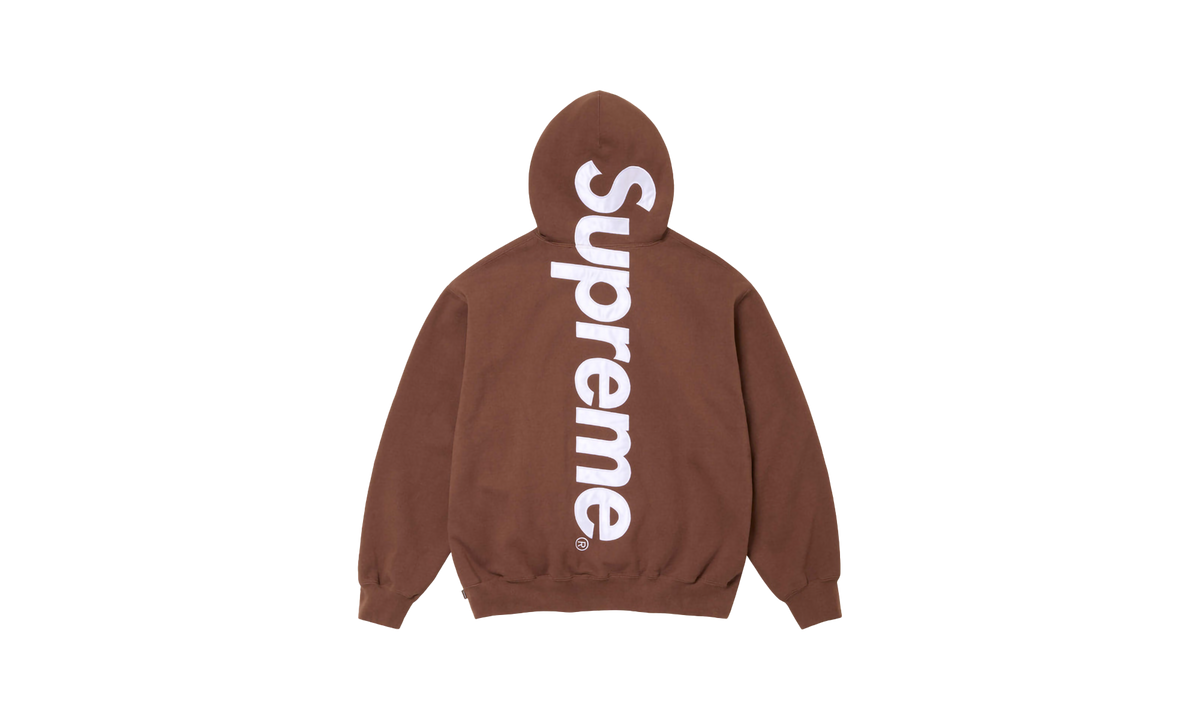 SATIN APPLIQUÉ HOODED SWEATSHIRT "FW24 - Brown" SU529