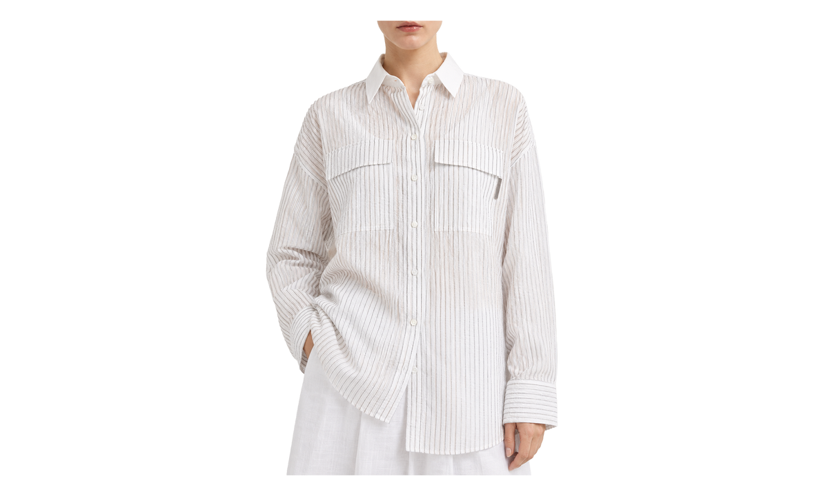 Striped Oversized Shirt WMNS "White" BRUN2779