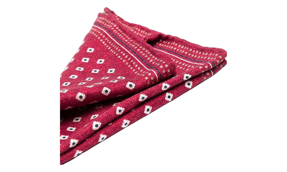 Patterned Silk Pocket Square "Red" BRUN2813