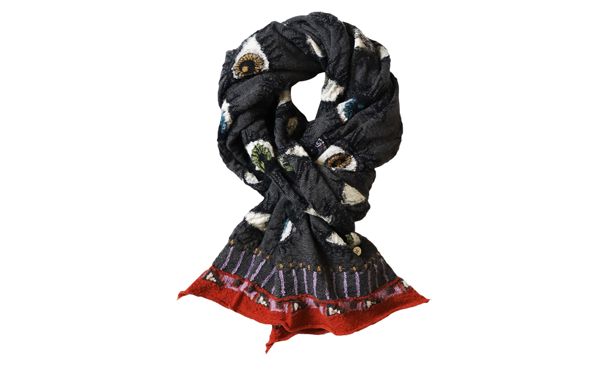 Fulling Wool Happy Speakeasy Scarf "Charcoal" K2410XM536 CHAR