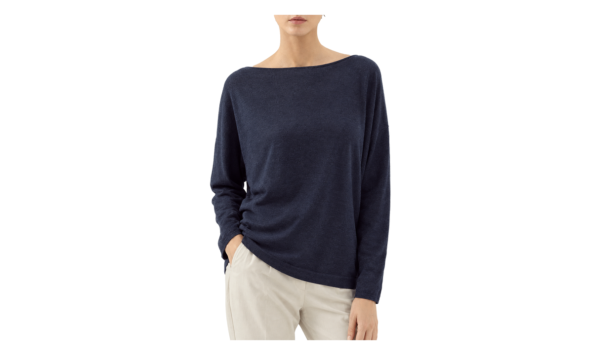Wool Silk Boat Neck Shirt WMNS "Cold Blue" BRUN2698