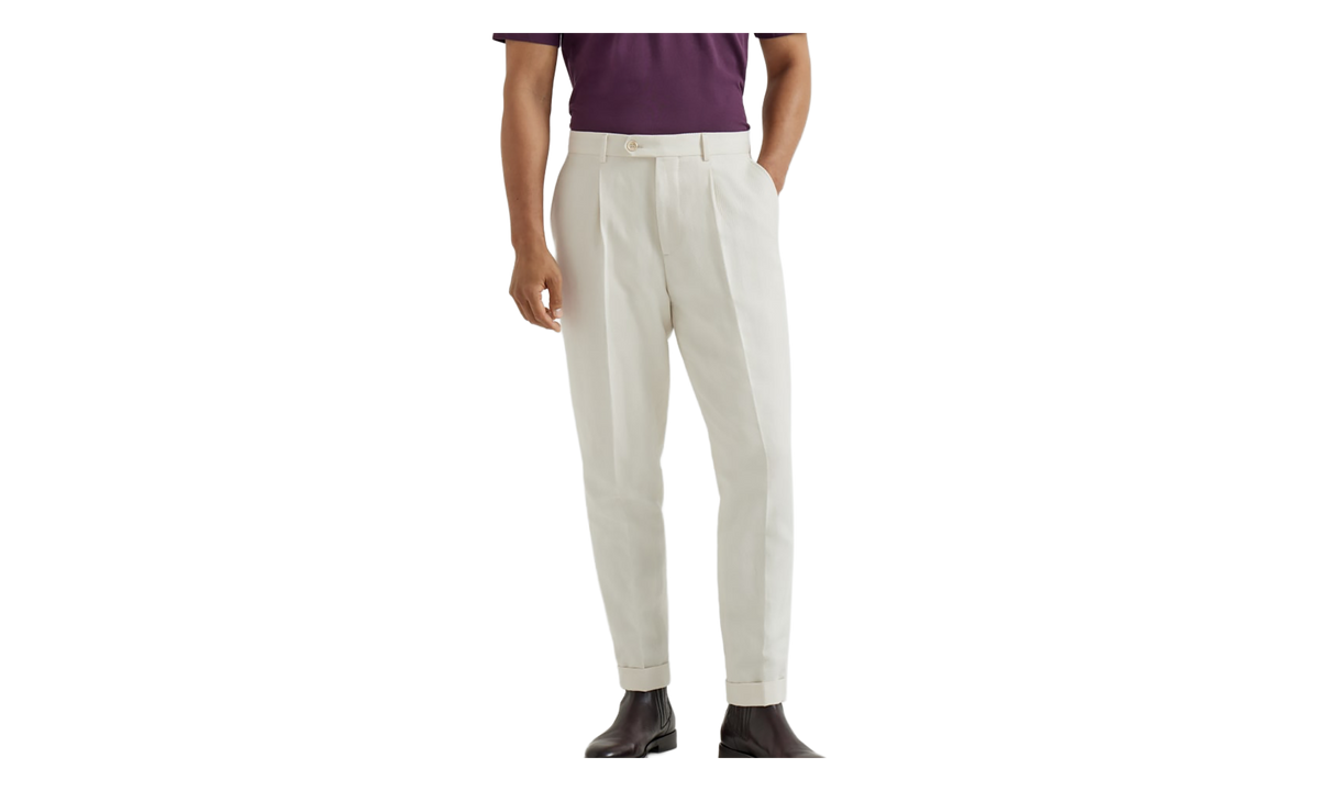 Cotton Linen Trousers "English White" BRUN2965