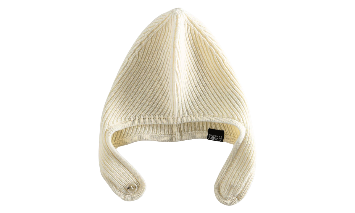 Ribbed Knit Earflap Beanie "Off White" S52TB0015M13293102