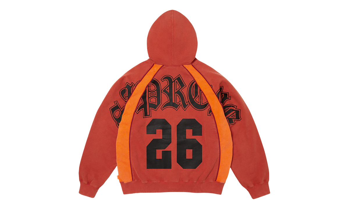 Paneled Zip Up Hooded Sweatshirt "FW26 - Burnt Orange" SU29008