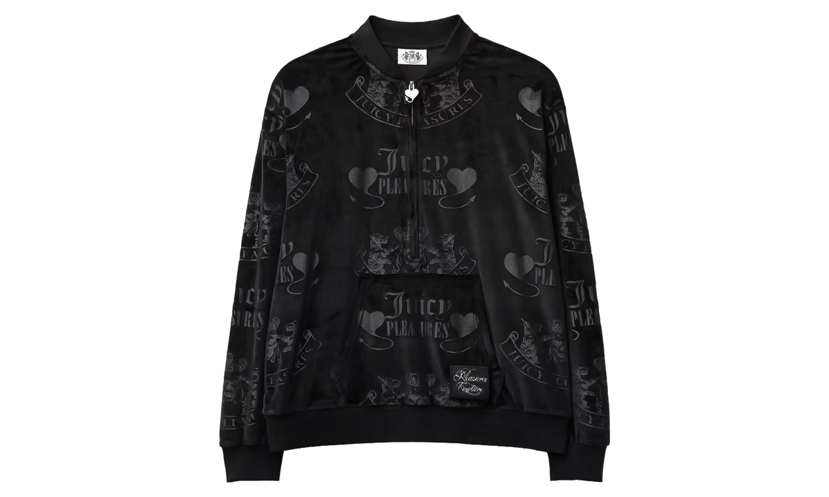 X Juicy Couture Crest Velour Quarter Zip "Black" P25JC005