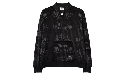 X Juicy Couture Crest Velour Quarter Zip "Black" P25JC005