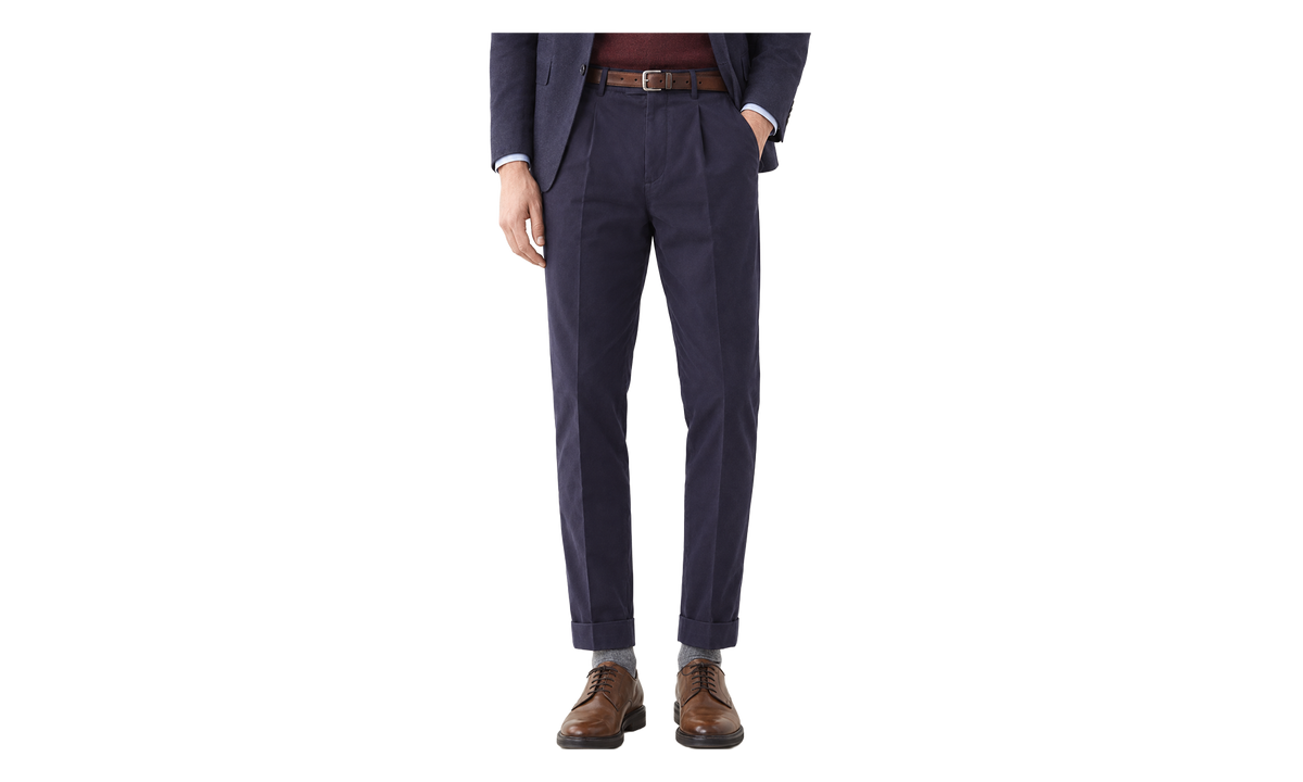 Cotton Wool Blend Trousers "Navy" BRUN2694