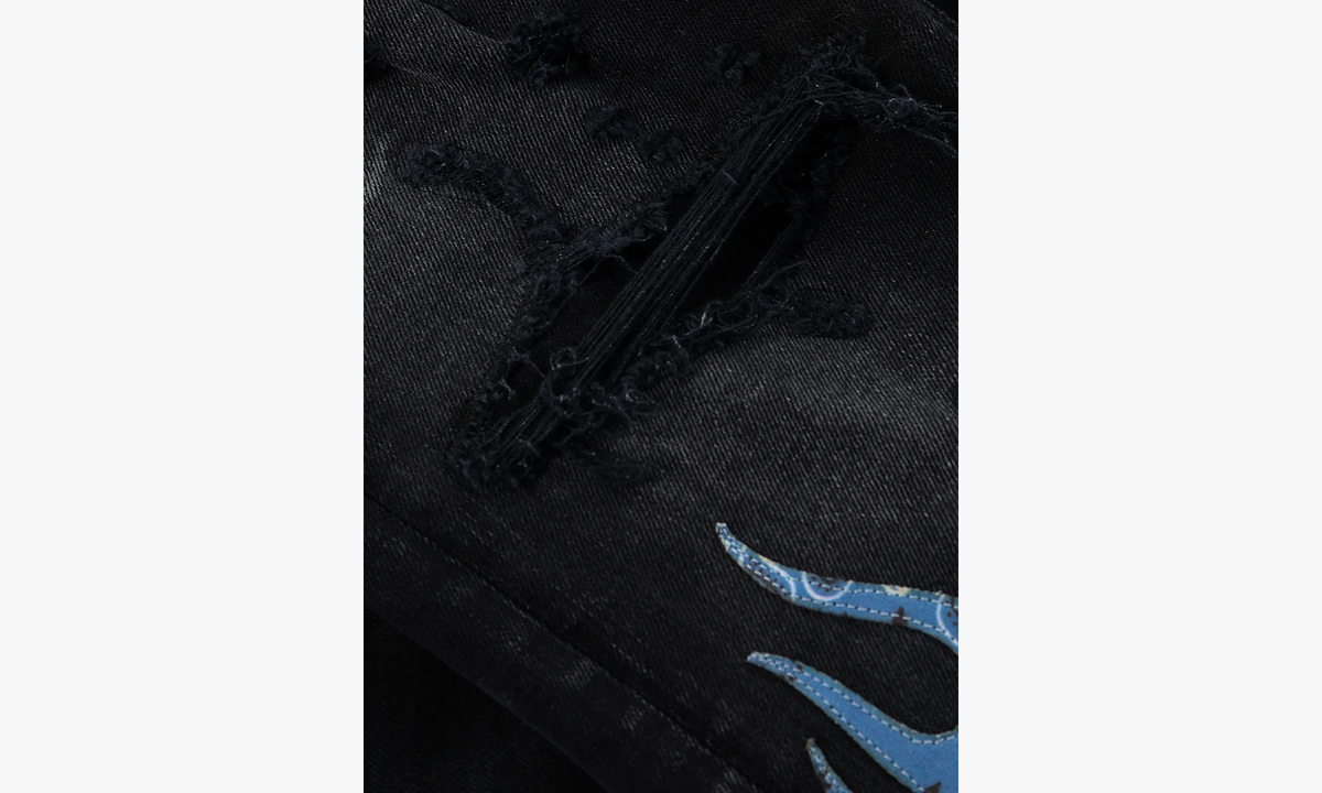 BANDANA FLAME JEAN AGED "BLACK BLUE" PS22MDS192 BLACK BLUE