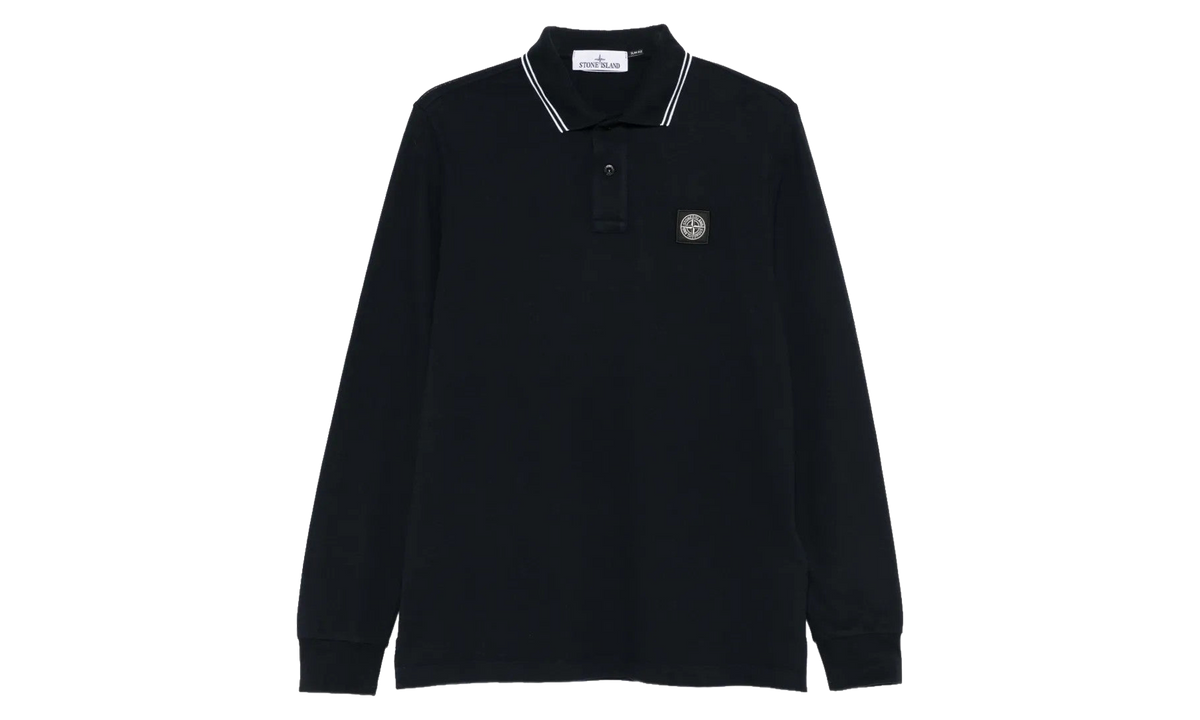 Compass Patch Slim-Fit Long-Sleeve Polo Shirt "Navy Blue" 2200012 S0018 V0020