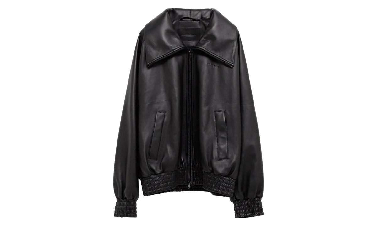 Leather High Collar Tracktop Jackets "Black" A009GE TVS05 1000