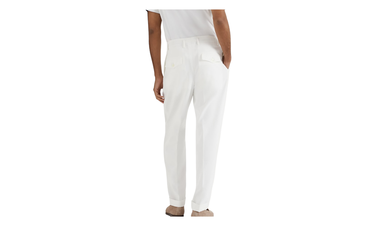 Cotton Pleated Trousers "Off White" BRUN2940