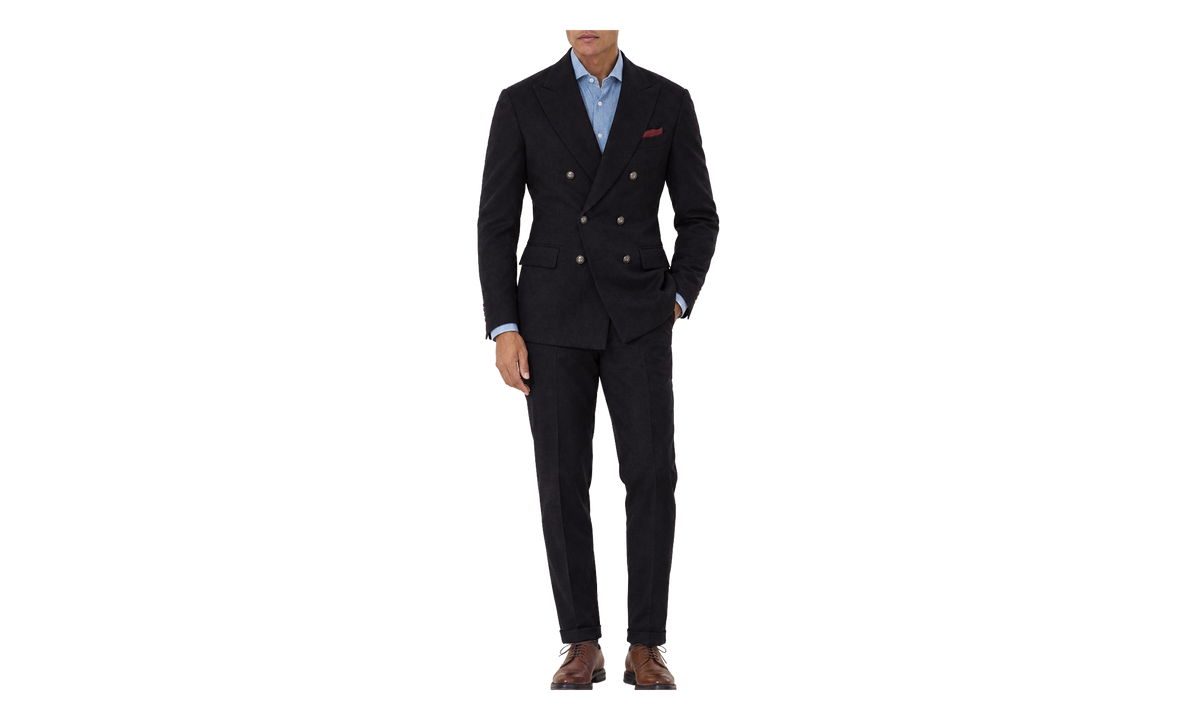 Wool Double-Breasted Suit "Black" BRUN3005